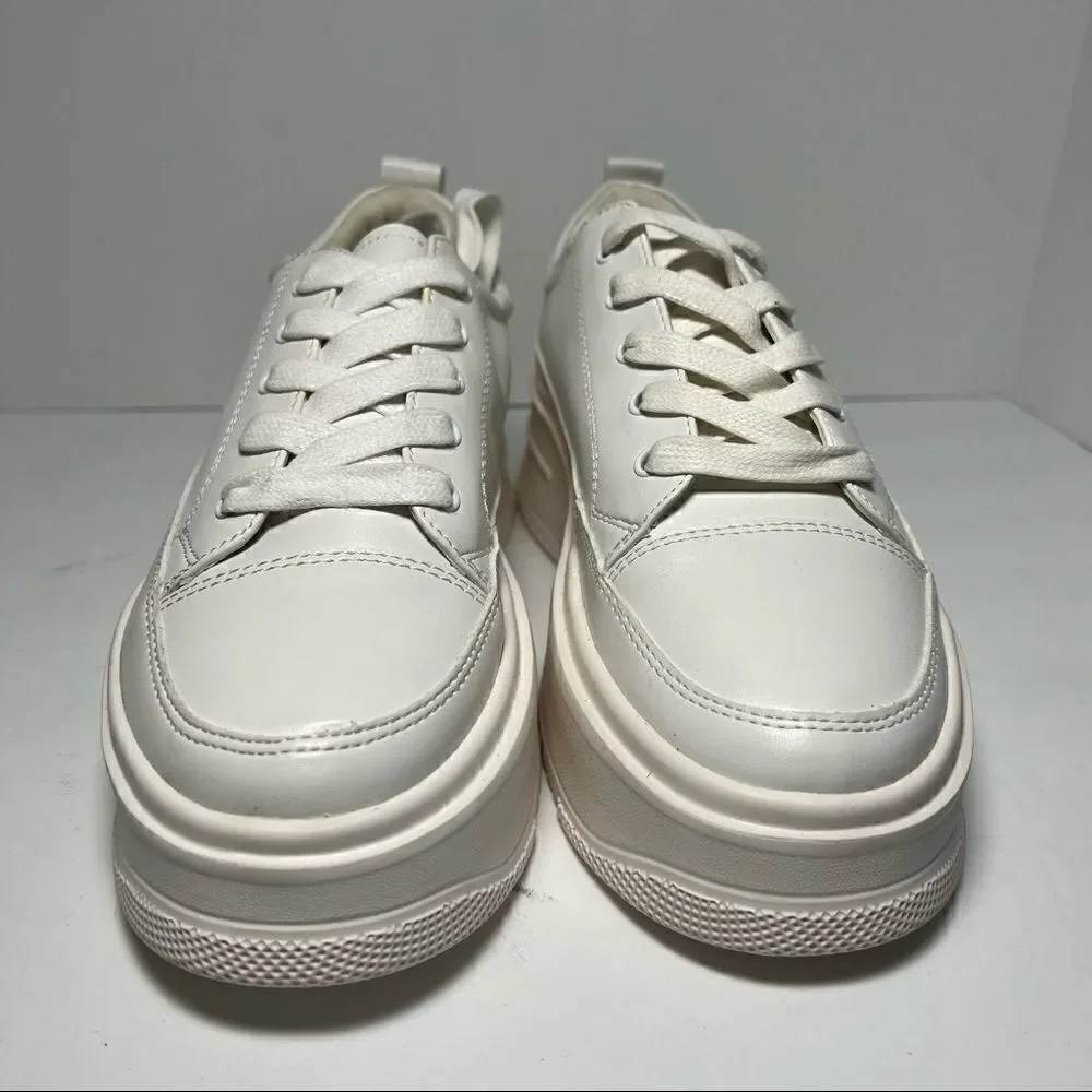 ‎Princess Polly Dylan White Eco Vegan Leather Platform Sneakers 9